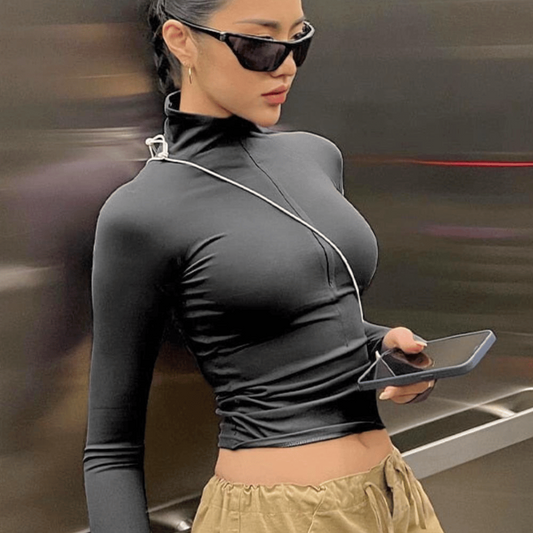 Tight Y2k Long Slevee Crop Top