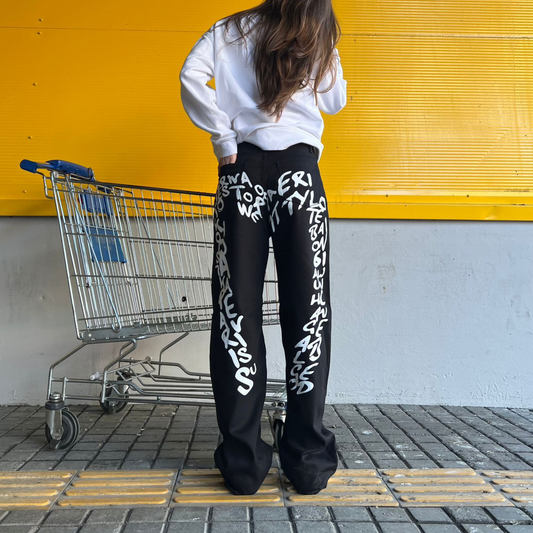 Text Detailed Baggy Pants