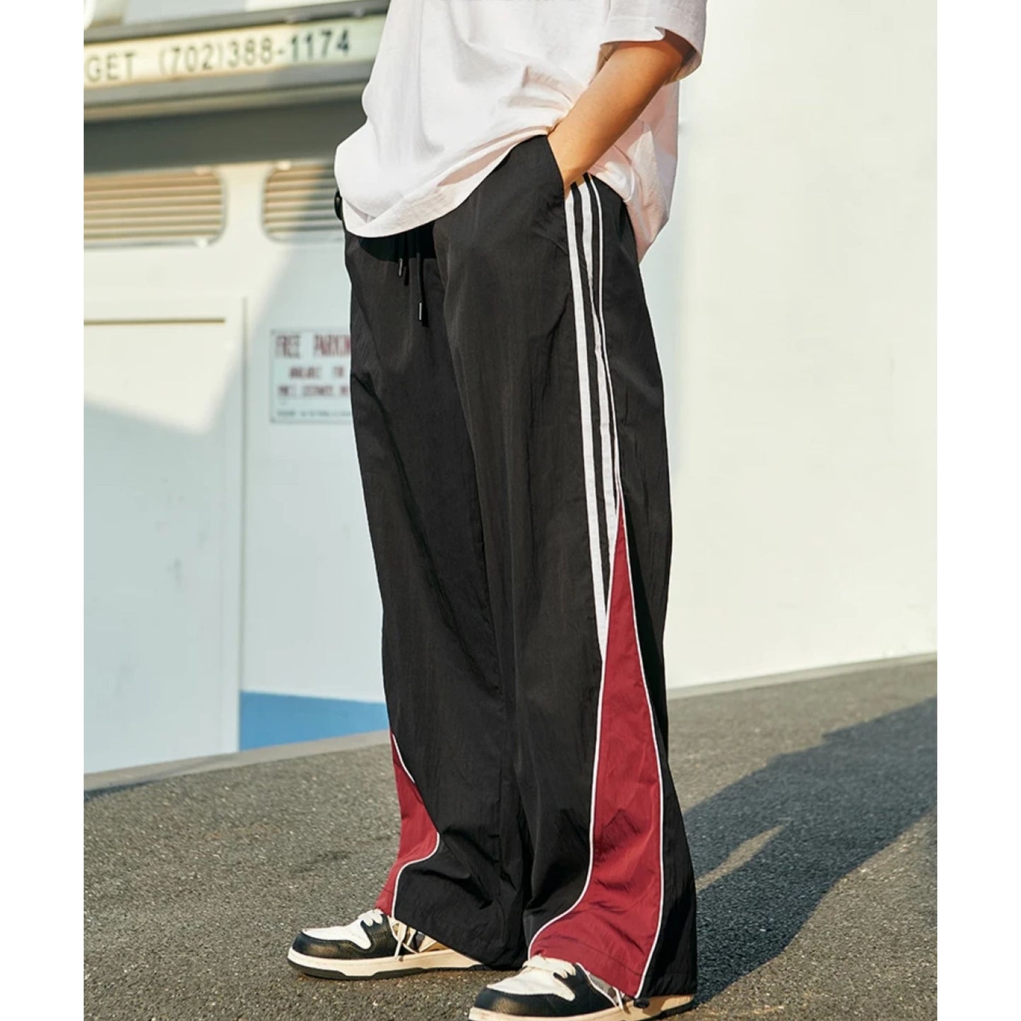 Red Detailed Parachute Sweatpants