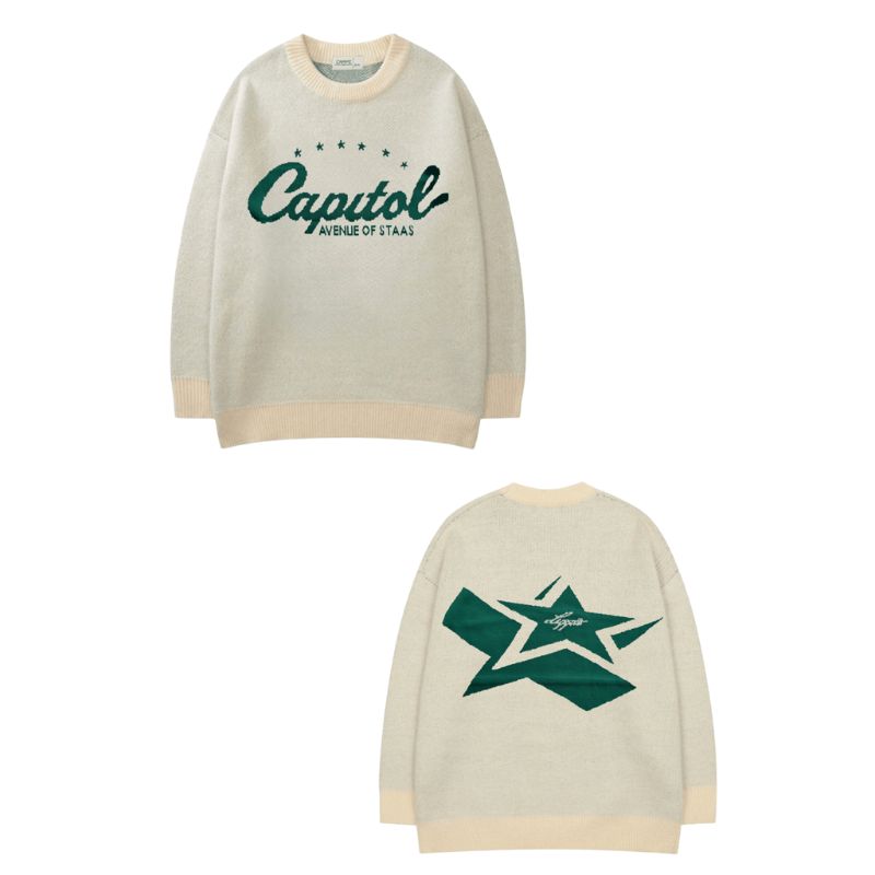 "Capital" Beige Retro Sweater