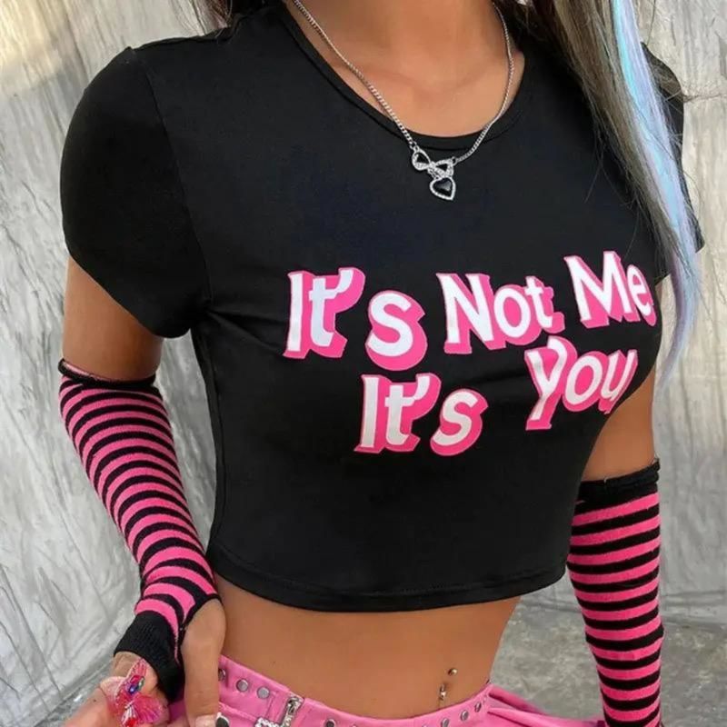 Y2k Slogan crop