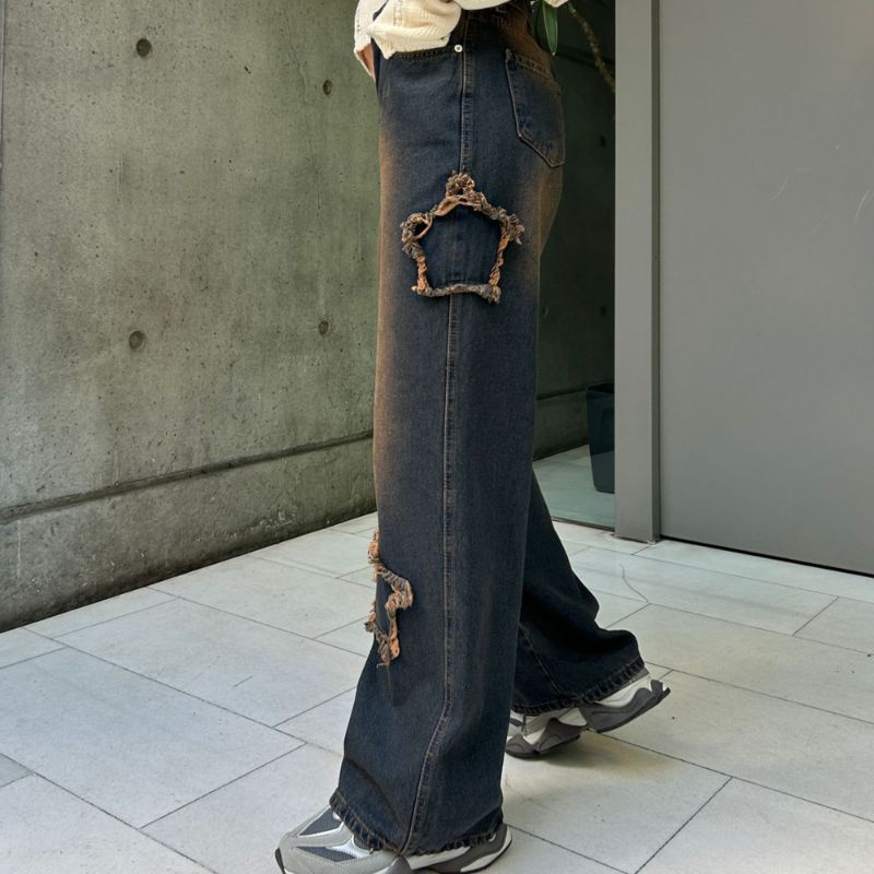 Brown Colored Star Detailed Baggy Pants