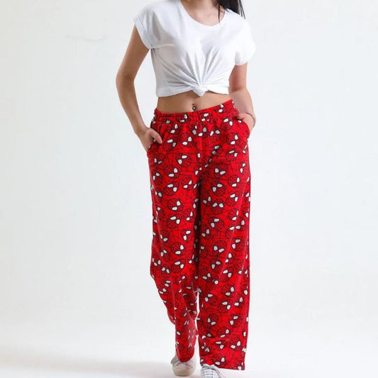 Spider Mask Printed Black Pajama Pants