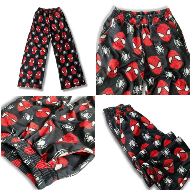 Spider Mask Printed Black Pajama Pants Bolditude