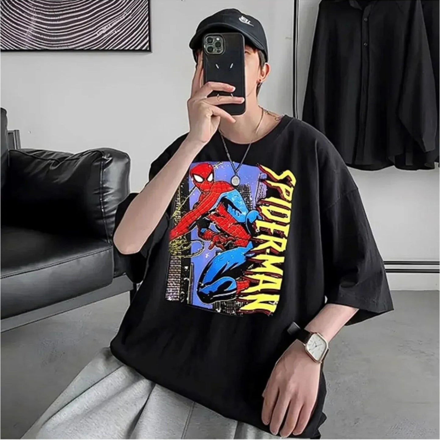 Spider-Hero Printed Oversize T shirt