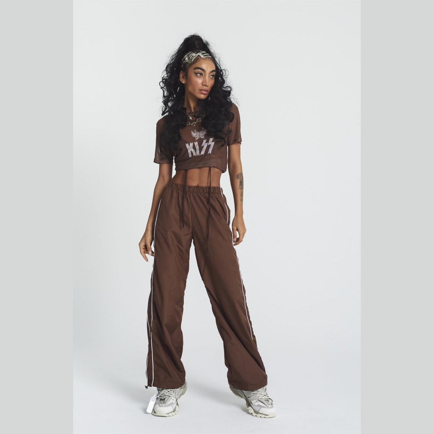 Y2k Side Striped Brown Sweatpants