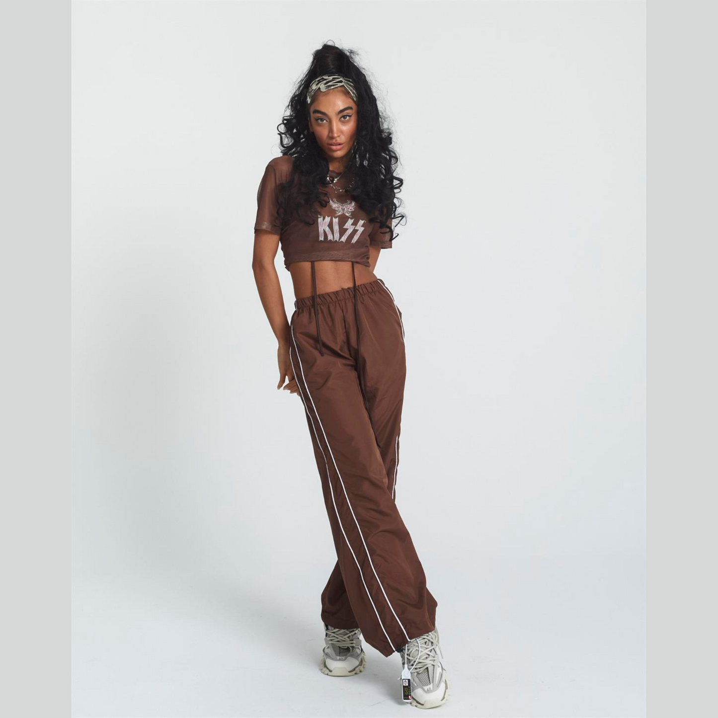 Y2k Side Striped Brown Sweatpants