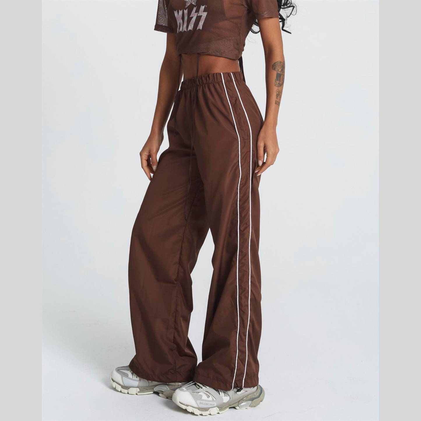 Y2k Side Striped Brown Sweatpants